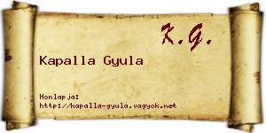Kapalla Gyula névjegykártya